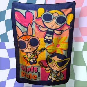 Vintage Cartoon Network 2000 The Power Puff Girls GIRLS RULE 45X60 Blanket VGUC